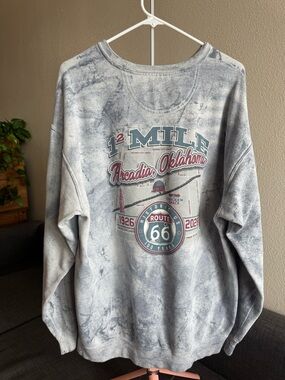 Men's XL Light Gray chicken shack Tie-Dye Crewneck Sweatshirt route 66